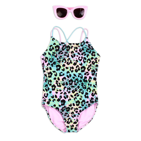#GIRLSQUAD Girls 4-6X Swimsuit w/ Sunglasses (Pack of 6)